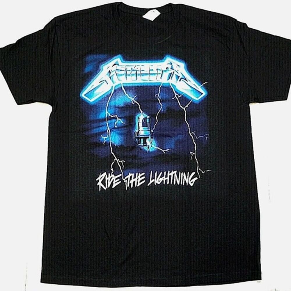 METALLICA T-shirt Ride The Lightning Heavy Metal Tee Men's Black New L LARGE